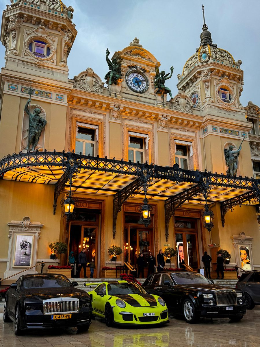 Green Porsche outside Casino de Monte-Carlo